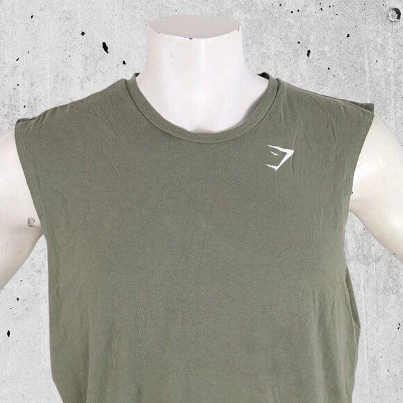 Gymshark Sleeveless T Shirt Size XXL Tee Moss / Military Green - Picture 3 of 4